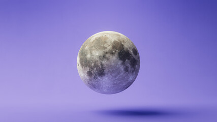 3D render of the moon on a bright background.
