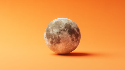 3D render of the moon on a bright background.