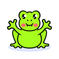 Cute frog kawaii mascot logo design illustration