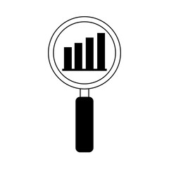 data analysis, magnifying glass diagram financial report line icon