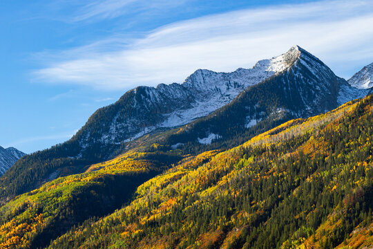 Beautiful Autumn Color in the San Juan Mountains of Colorado. Autumn on McClure Pass.