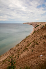 Log Slide overlook Lake Superior at Pictured Rock National Lakeshore in summer, beautiful Lake Superior