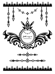 モノクロ・ゴシックな羽根モチーフのフレーム・装飾セット