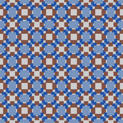 Vector seamless pattern texture background with geometric shapes, colored in blue, brown, grey colors.