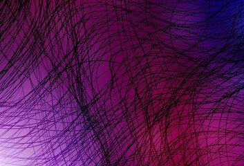 Dark Purple, Pink vector backdrop with curved lines.
