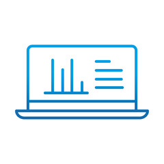 data analysis, laptop diagram report business strategy and investment, gradient blue line icon