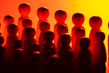 The concept of the state. Political parties or the army. The silhouettes of a multitude of faceless...