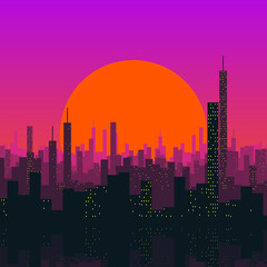 Fototapeta na wymiar Abstract city scape and skyline background illustration.
