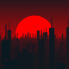 Abstract city scape and skyline background illustration.