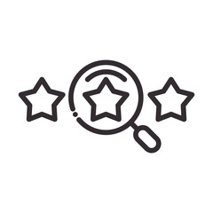 search icon, magnifying glass stars social media thin line icon