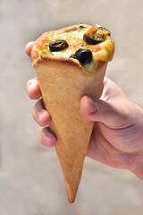 Organics and delicious pizza cones with a crunchy thin crust, lots of melted cheese, fresh...