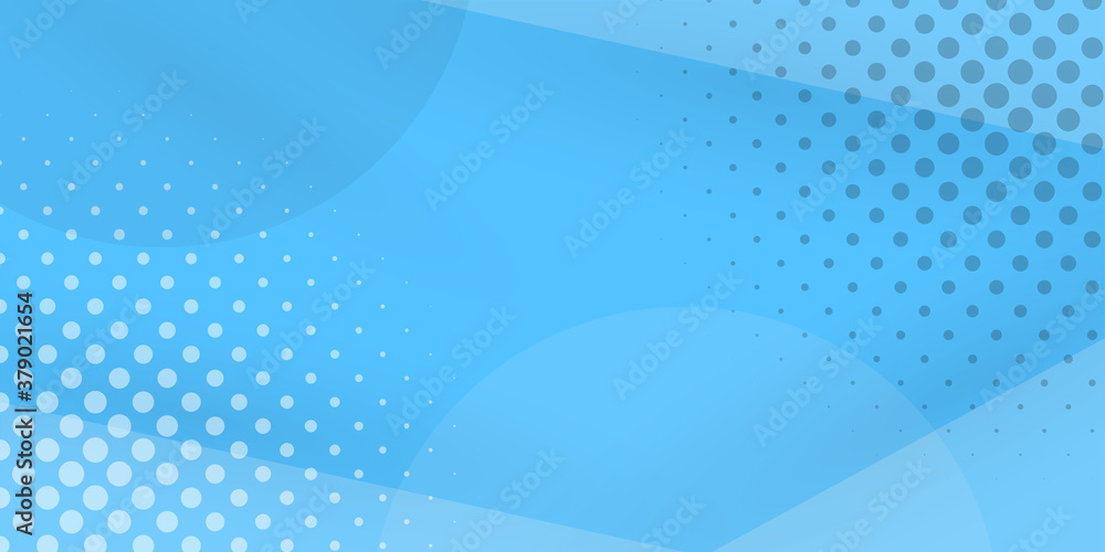 Poster halftone dots background. abstract bright blue light gradient background, shine curve circle geometr