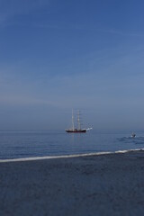 Fototapeta na wymiar old galleon off the sea