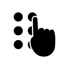 disabilities concept, hand with braille alphabet icon, silhouette style