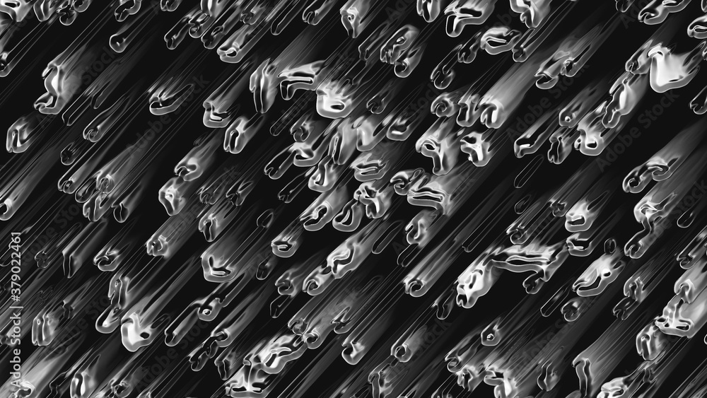Poster many abstract comets fall at high speed, 3d rendering. virtual asteroid rain, computer generated bac