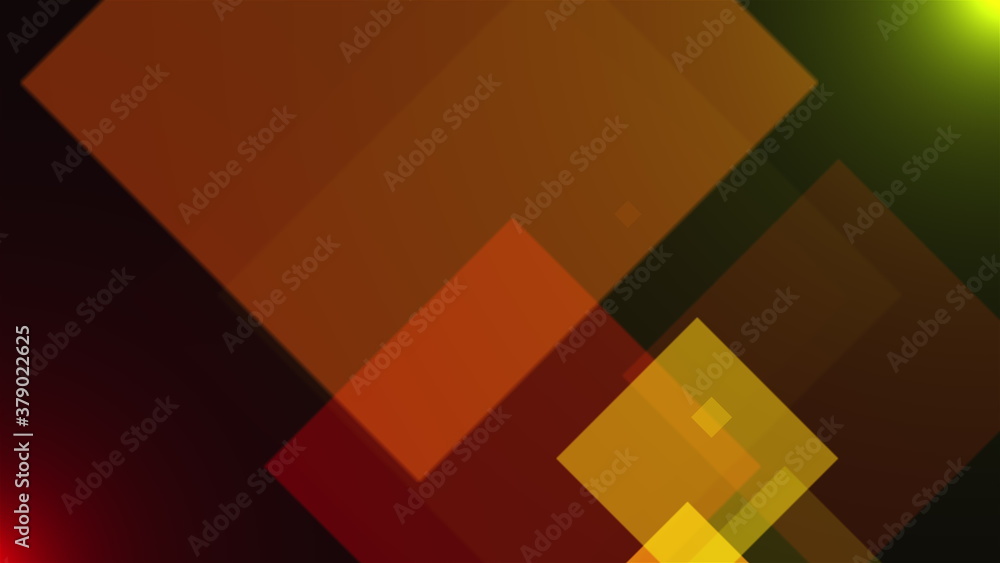 Poster abstract dark backdrop with flying transparent squares. computer generated 3d rendering