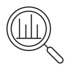 data analysis, magnifying glass diagram financial report line icon