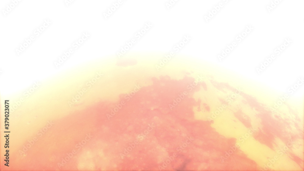 Poster a computer generated close-up of the planet mars with shine. 3d rendering of realistic cosmic backgr