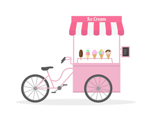 Ice Cream bicycle, ice cream cart, street food.