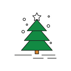 Christmas tree icon on white backroundg.