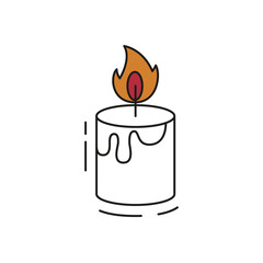 Cute candle icon on white background.