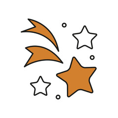 Shooting star, comet icon on white background.