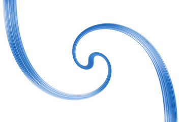 Swirled long blue hair strand on white, isolated