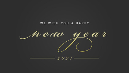 Fototapeta na wymiar We wish you Happy New Year 2020, gold white black background