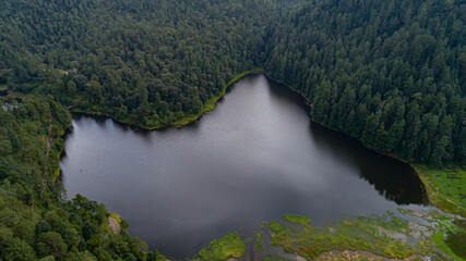 zempoala lagoon and mountain in Mexico  Drone view