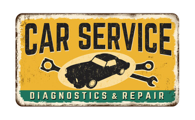 Car service vintage rusty metal sign