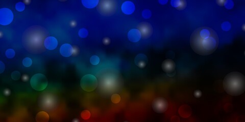 Dark Multicolor vector layout with circles, stars. Abstract design in gradient style with bubbles, stars. New template for a brand book.