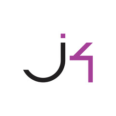 JK letter or J4 logo design vector