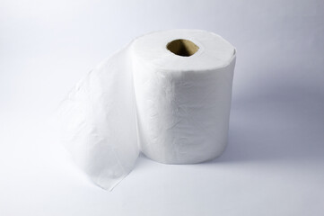 Toilet paper on white background