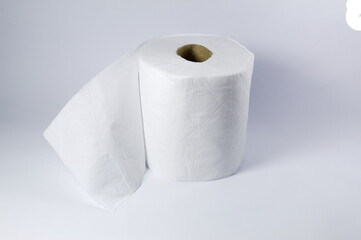 Toilet paper on white background