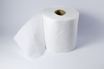 Toilet paper on white background