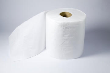 Toilet paper on white background