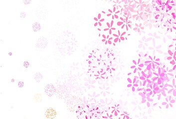 Light Purple, Pink vector doodle layout with leaves.