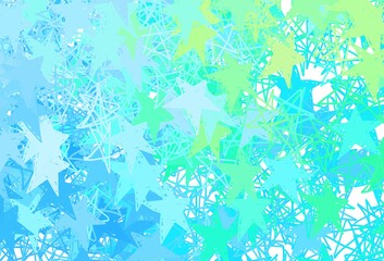 Light Blue, Green vector background with colored stars.