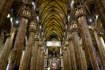 Milan, Italy September 19, 2019. Interior Milan Cathedral Duomo di Milano (Cattedrale di Santa...