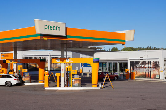 Nykvarn, Sweden - September 19, 2020: View of the Preem gasoline service station.