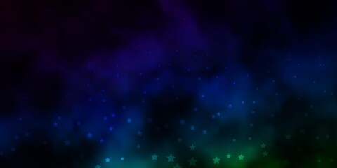 Dark Blue, Green vector template with neon stars. Shining colorful illustration with small and big stars. Design for your business promotion.