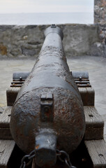 old war cannon with rusty texture