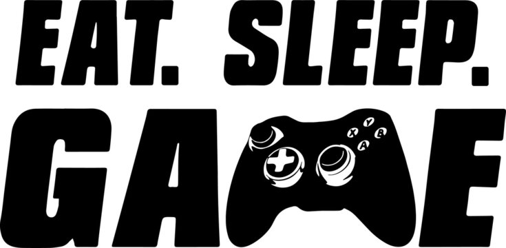 Eat Sleep Game Repeat Neon Colourful Print Kids Poster Gaming