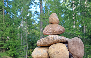 Cairn against of forest