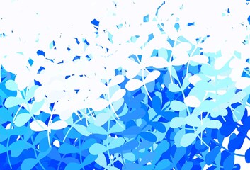 Fototapeta na wymiar Light BLUE vector doodle texture with leaves.