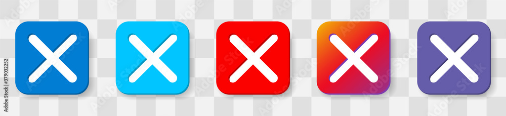 Aufkleber set check mark no. 5 colors option icon. vector illustration flat design ui and ux. isolated on a tr