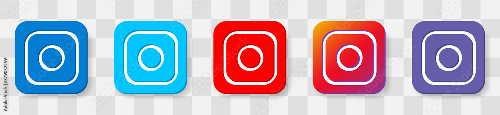 Poster hipster photo camera line icon on background. 5 colors option icon. vector illustration flat design 