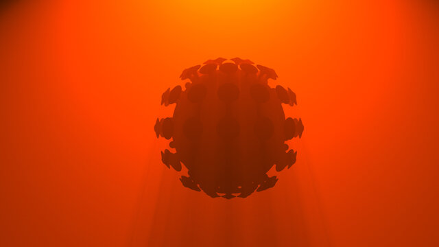 ominous image of covid-19 virus close up with backlight from above