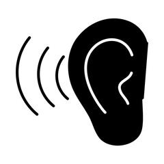 Human ear sign icon, silhouette style