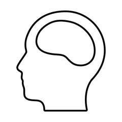 head with brain icon, line style